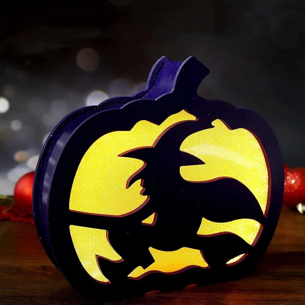 Lighted Halloween Decorations, Pre-lit Two-Sided Pumpkin Lights for Tabletop